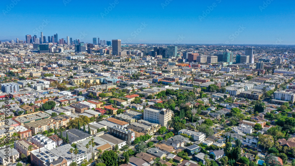 Obraz premium Aerial view of Koreatown, Los Angeles