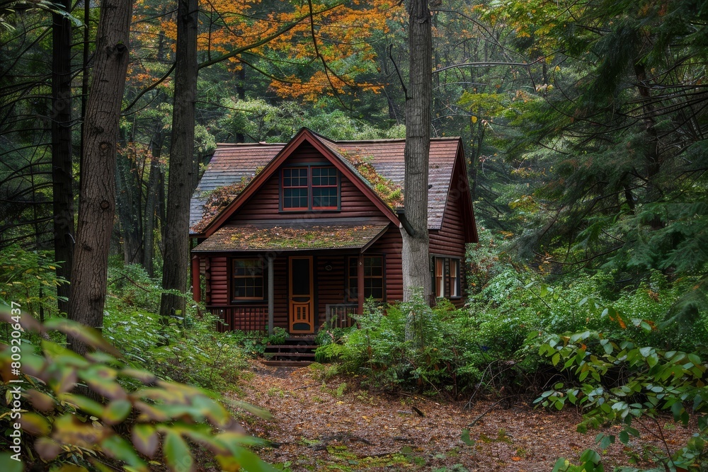 A small cabin nestled in a clearing in the woods, surrounded by trees, A cozy cabin nestled in a clearing in the woods A small cabin nestled in a clearing in the woods, surrounded by trees, A cozy cabin nestled in a clearing in the woods