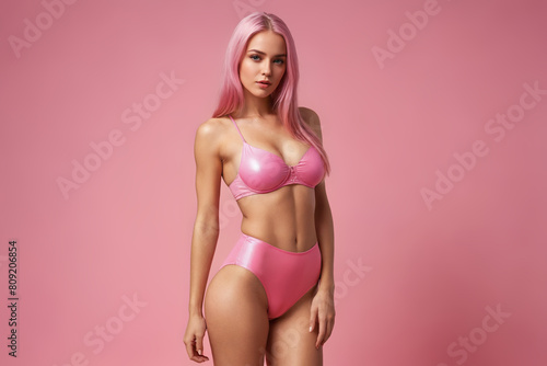 Bold in Pink: Fashion Model Showcases Stylish One-Piece