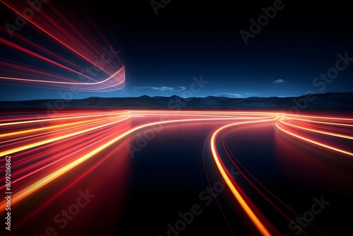 A long exposure of a highway with a car passing by
