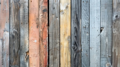 Close-up vertical shot of weathered wooden planks for rustic charm 