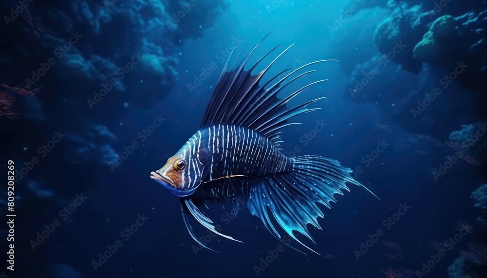 Fototapeta premium Ikan marlin besar di lautan biru, pemandangan hewan lautan yang memukau
