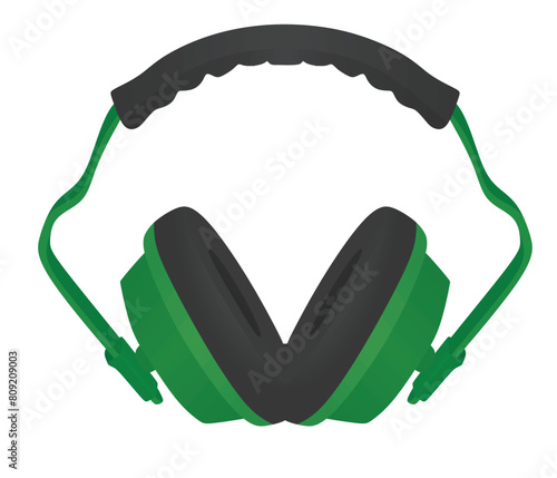 Working protective earphones. vector illustration