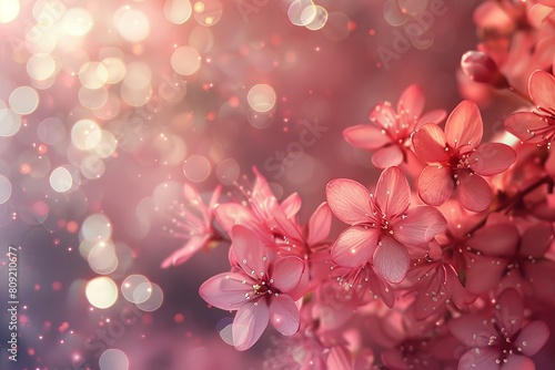 Dreamy Pink Blossoms Enhanced by Magical Bokeh Lights