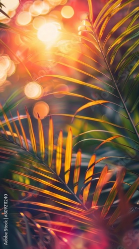 Sunlight filtering through vibrant tropical leaves © cac_tus