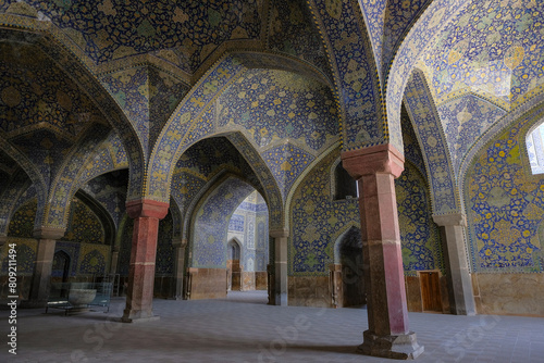 Interior of the Shah Mosque, also known as the Imam Mosque, is located in Naghsh-e Jahan Square in Isfahan, Iran.