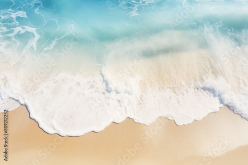 Serene Beachscape With Gentle Sea Foam Meeting The Tropical Shoreline. Generative AI