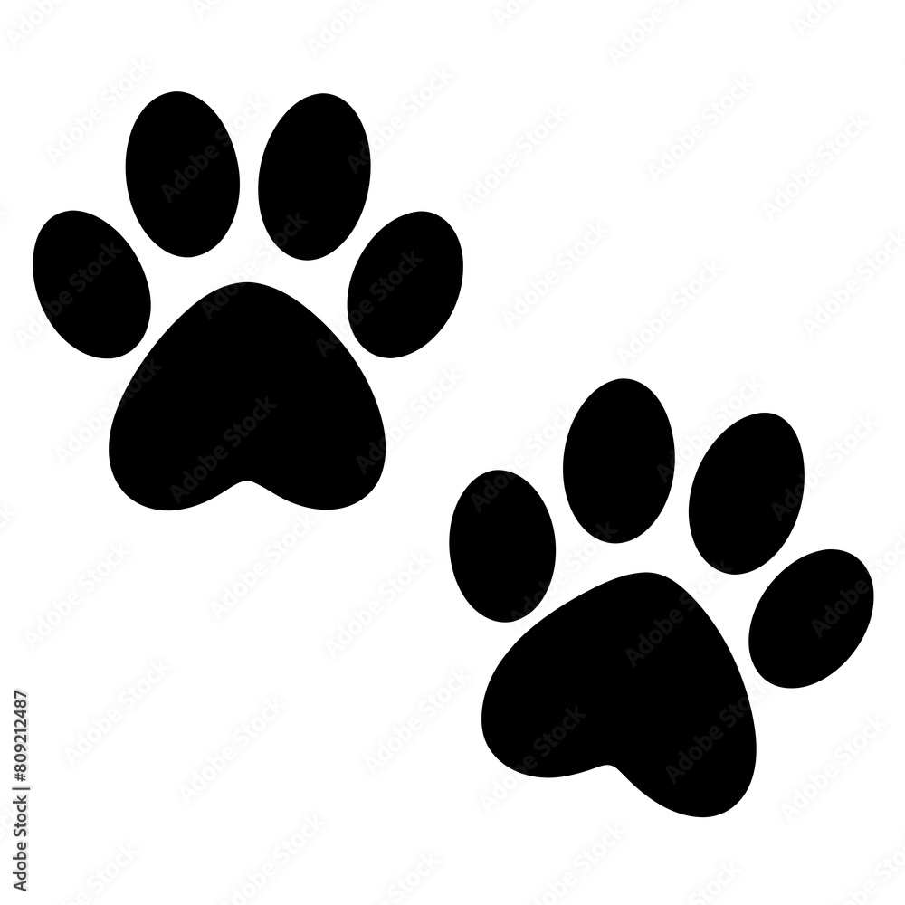 Dog and cat paw vector silhouette an white background Dog and cat paw vector silhouette an white background