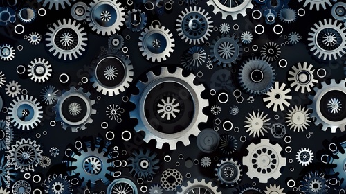 Wallpaper Mural A seamless repeat pattern of cogs, representing the interconnectedness and repetition of mechanical components. Torontodigital.ca