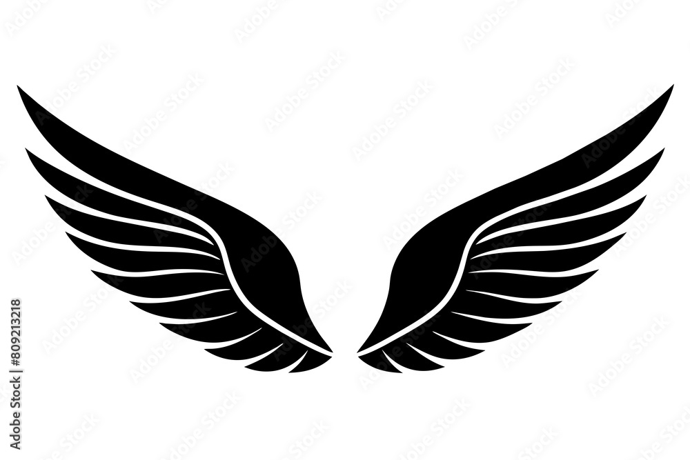 Wings icon vector silhouette an white background Wings icon vector silhouette an white background