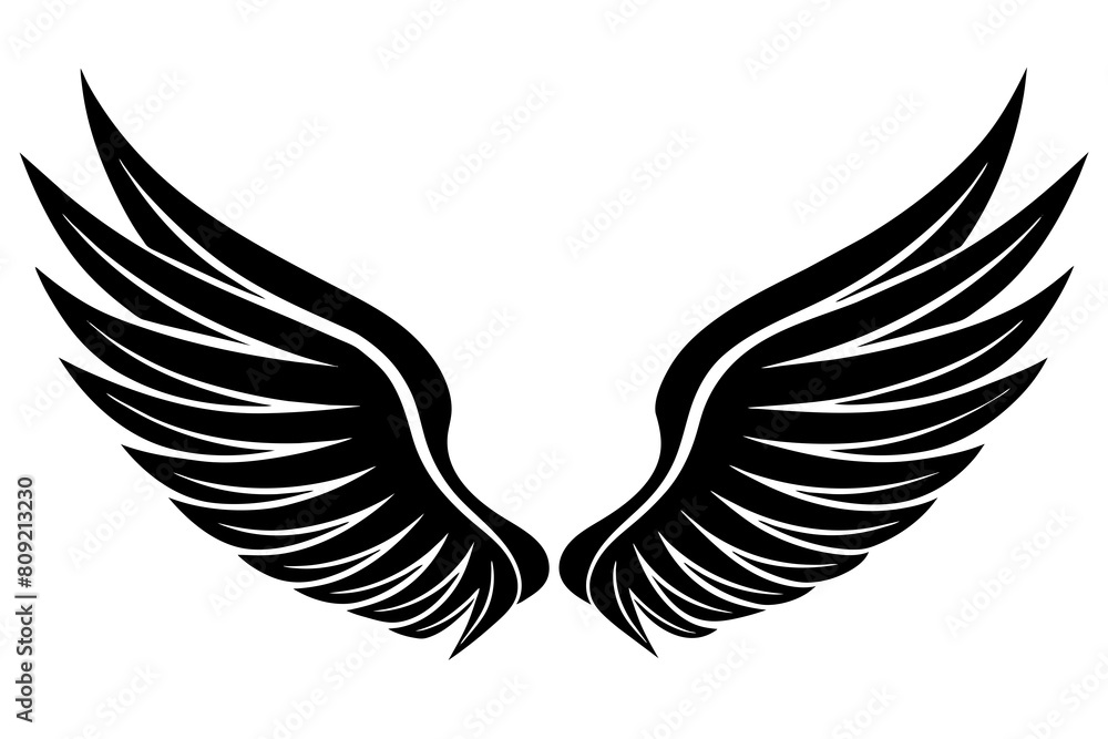 Wings icon vector silhouette an white background 