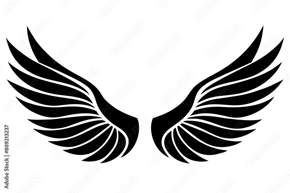 Fototapeta premium Wings icon vector silhouette an white background 