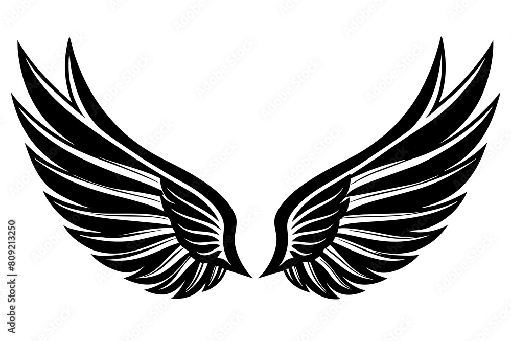 Wings icon vector silhouette an white background Wings icon vector silhouette an white background
