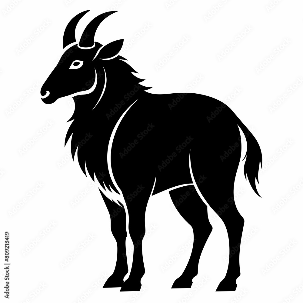 Obraz premium Takin vector silhouette an white background 