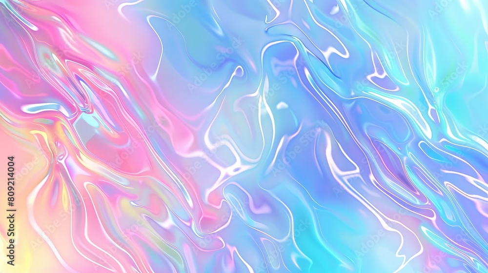 A vector abstract holographic background reminiscent of the 80s-90s era, featuring a trendy blend of pastel and neon colors. Suitable for various creative projects.