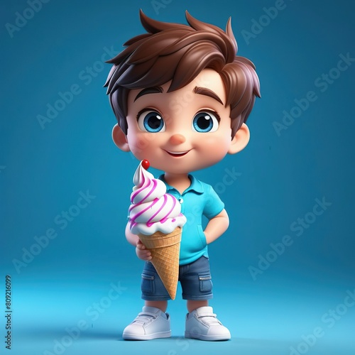Cute boy holding ice cream in his hands