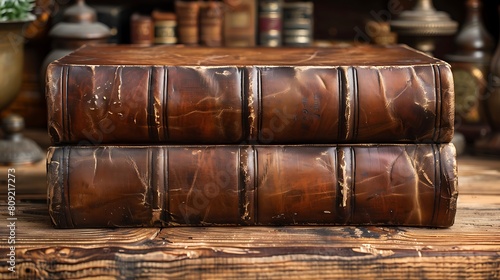 A classic leather-bound book, its cover worn from years of handling, capturing the timeless appeal of literature and knowledge