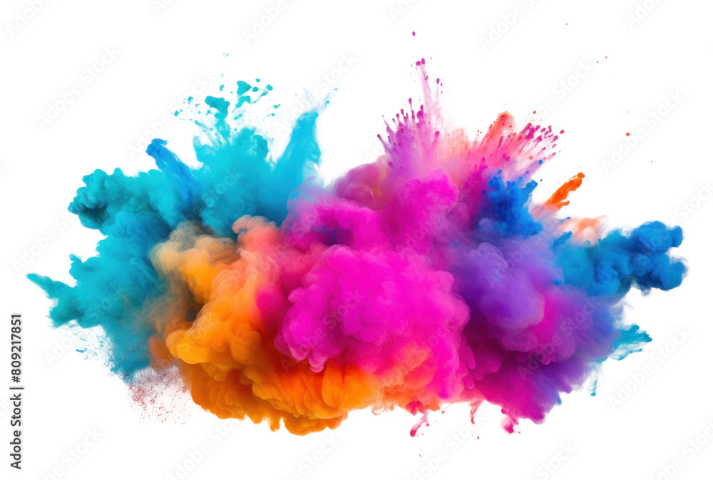 PNG  Colorful powder explosion white background celebration splattered