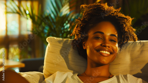 Warm Smiling African American Woman in Casual Setting 