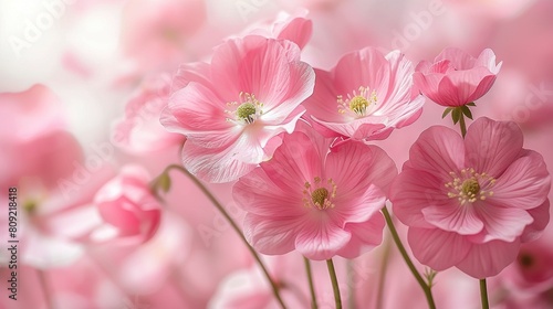   Pink flowers surrounded by pink flowers in a lush field