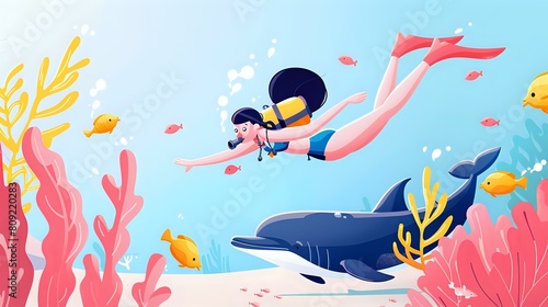 Woman's Exhilarating Scuba Diving Experience © Maquette Pro