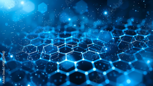 Blue and White Hexagonal High-Tech Network Background  © Creative Valley