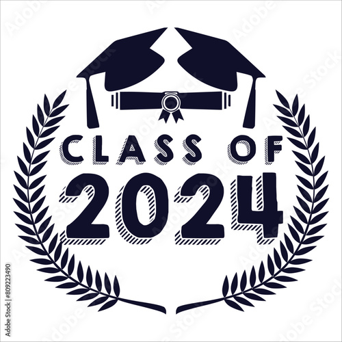 Class of 2024 typography design vector. Text for design, congratulation event, T-shirt, party, high school or college graduate. Editable class of 2024