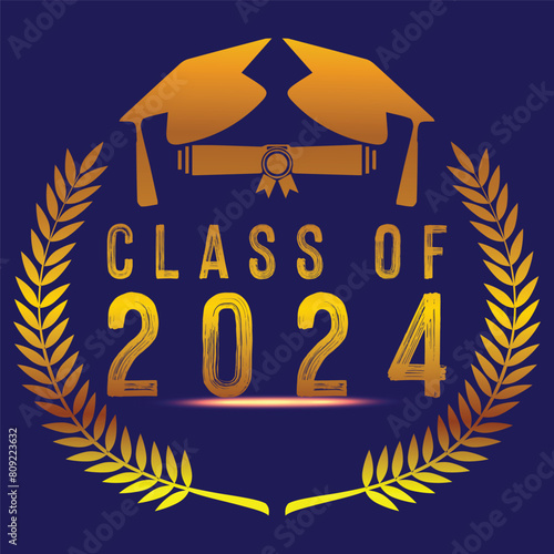 Class of 2024 typography design vector. Text for design, congratulation event, T-shirt, party, high school or college graduate. Editable class of 2024