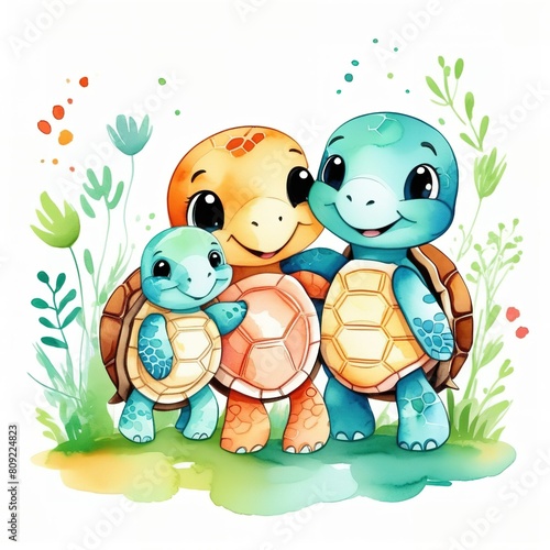 Watercolor sea turtle. illustration for greeting cards, invitations and other printing and web projects