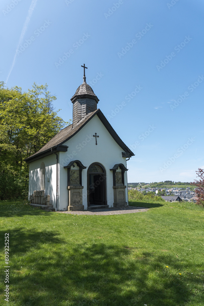 View to the chapel in the german called Winterberg at the mountain Kreuzberg View to the chapel in the german called Winterberg at the mountain Kreuzberg