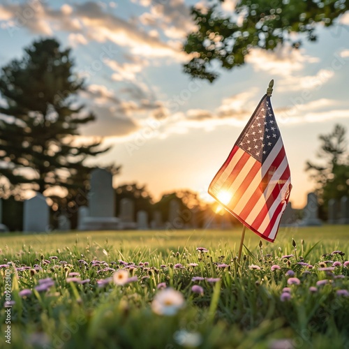 memorial day concept with cemetery
