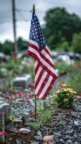 US Flag at Military Cemetery