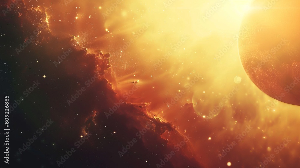 Obraz premium Abstract planets, sun, and space background. national asteroid day
