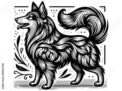 Mechanical robot dog. Sketch board imitation. Vector, generative ai.