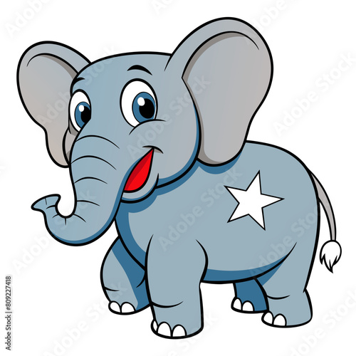 American Elephant Cartoon Vector Illustration