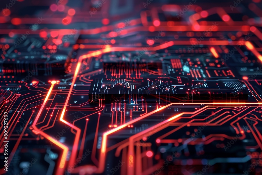 Close up of intricate network of wires and circuits on a computer motherboard, A digital landscape of interconnected wires and circuits Close up of intricate network of wires and circuits on a computer motherboard, A digital landscape of interconnected wires and circuits