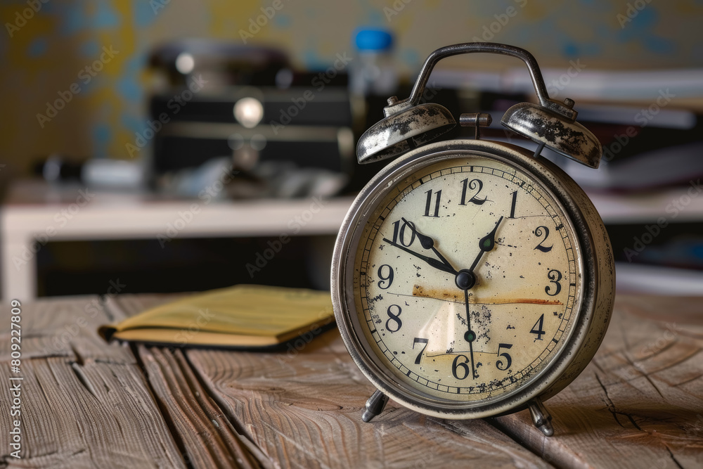 Disorganized Room and Old Clock Highlighting Time Management Challenges Disorganized Room and Old Clock Highlighting Time Management Challenges