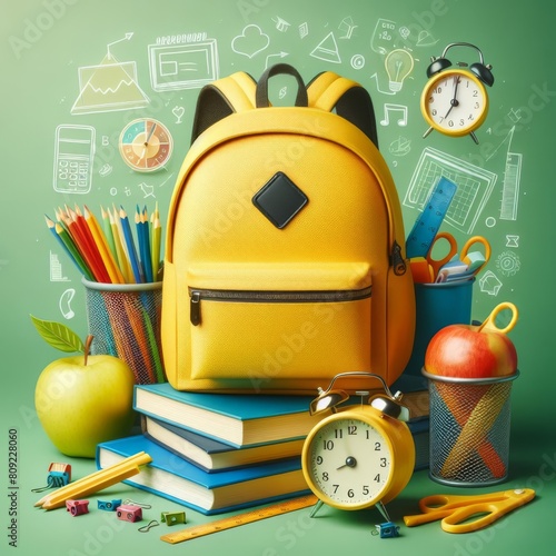 School supplies, backpack, bright boy things