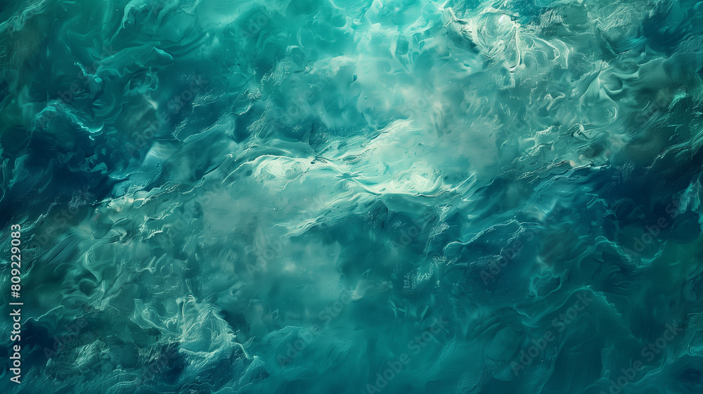 An ethereal abstract sea background with layers of translucent blues and greens, evoking the depth and mystery of the ocean depths, Background, abstract