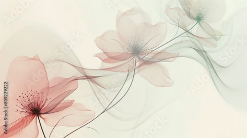 A minimalist abstract floral background featuring delicate lines and subtle shades of pastel, evoking a sense of tranquility and elegance, Background, abstract