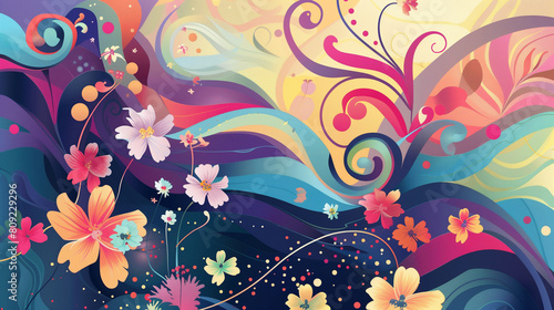 A whimsical abstract floral background with whimsical blooms and whimsical blooms, creating a sense of whimsy and playfulness, Background, abstract photo