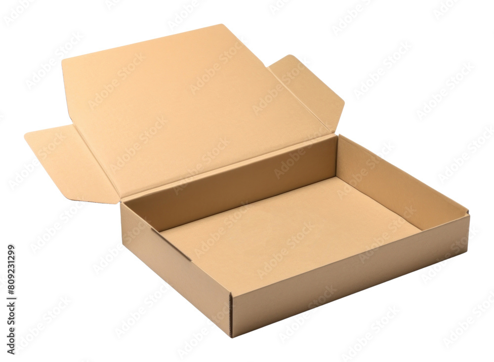 PNG Opened Kraft mailer box mockup cardboard carton white background. AI generated Image by rawpixel.