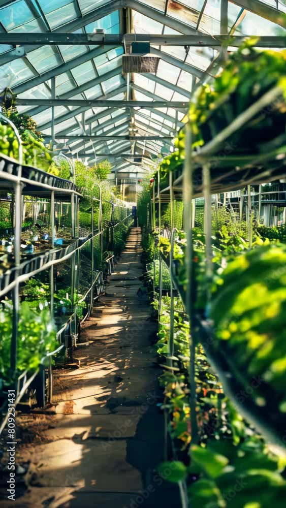 Inside of a large greenhouse with fresh green natural plants Inside of a large greenhouse with fresh green natural plants