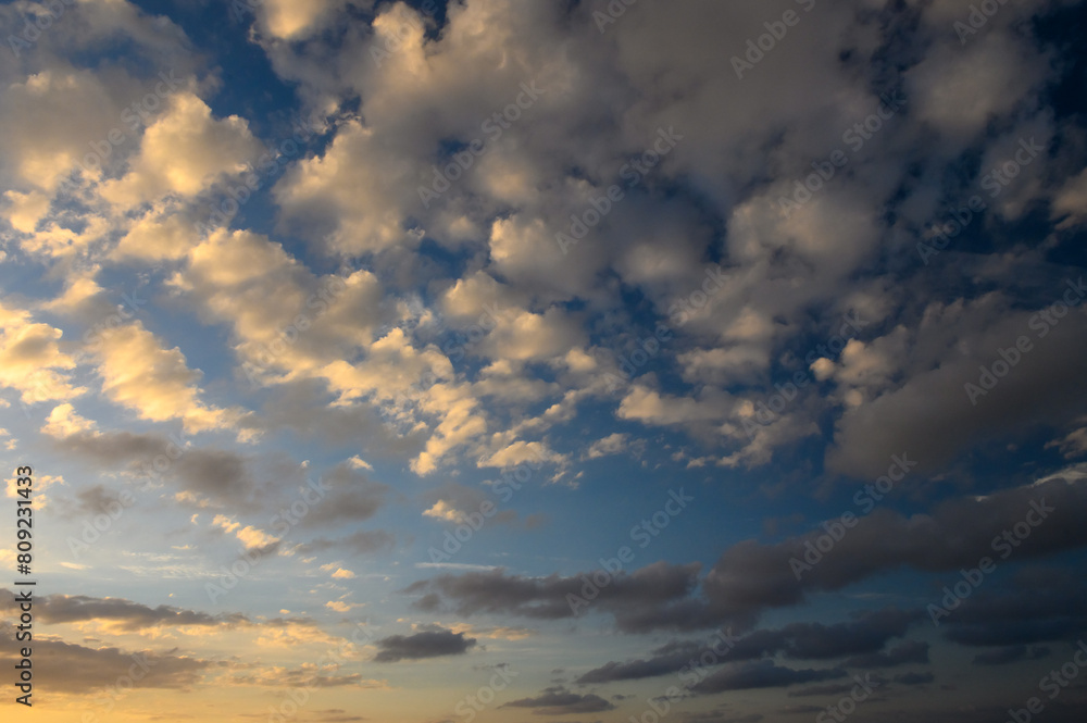 Rain clouds in the sky over the Mediterranean Sea.