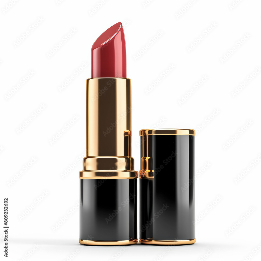 Elegant lipsticks with a golden cap isolated on a white background Elegant lipsticks with a golden cap isolated on a white background