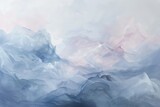 Soft blue and white clouds drift across a dreamy sky in a peaceful landscape, A dreamy landscape of soft, ethereal forms floating on a blank white canvas
