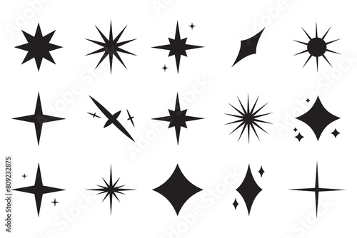 Sparkle star icons. Shine icons. Stars sparkles vector  Twinkling stars vector icons set 