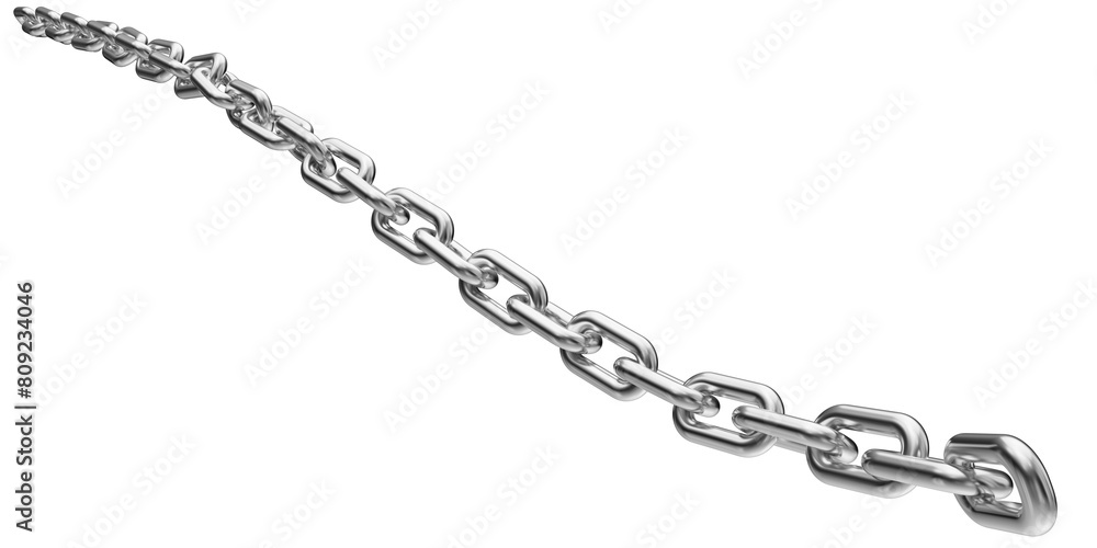 Silver chain isolated on a transparent background. 3D render of chromed metal.
Silver chain isolated on a transparent background. 3D render of chromed metal.
