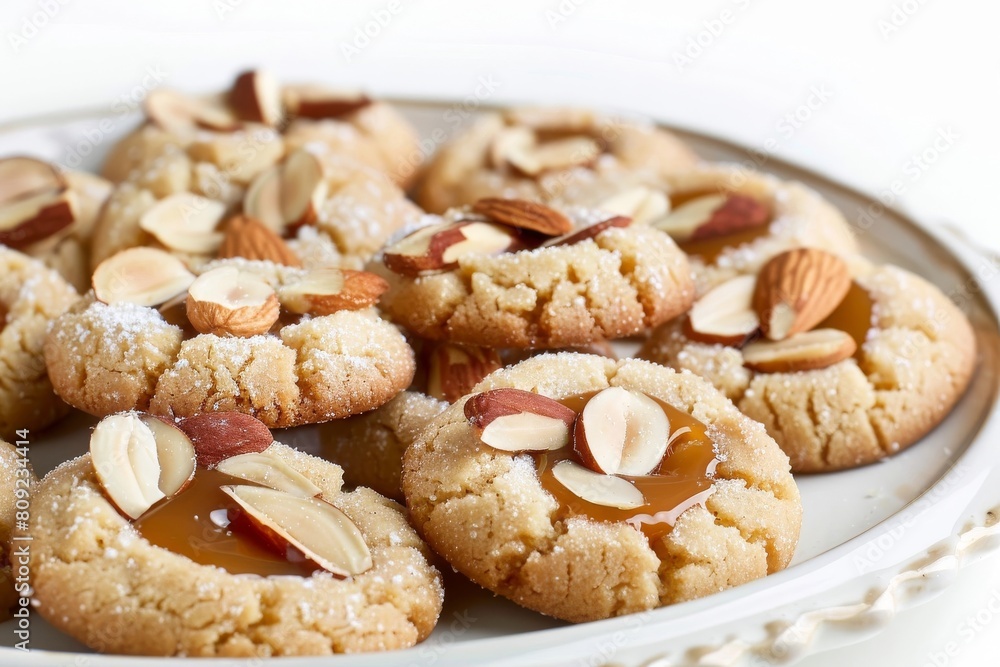 Elegant Display of Almond Caramel Thumbprints Elegant Display of Almond Caramel Thumbprints