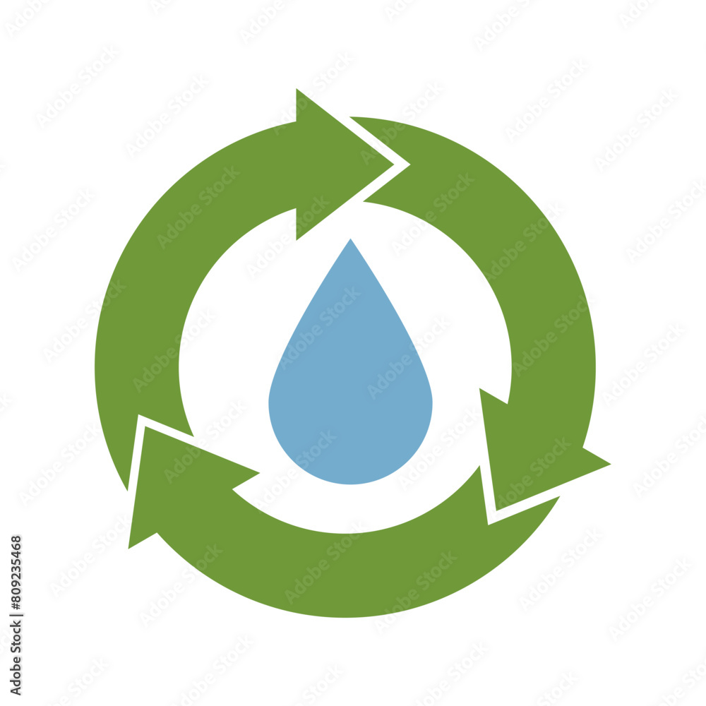water recycling icon on white background water recycling icon on white background